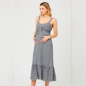 Ripe Maternity Black and White Gingham Midi Dress